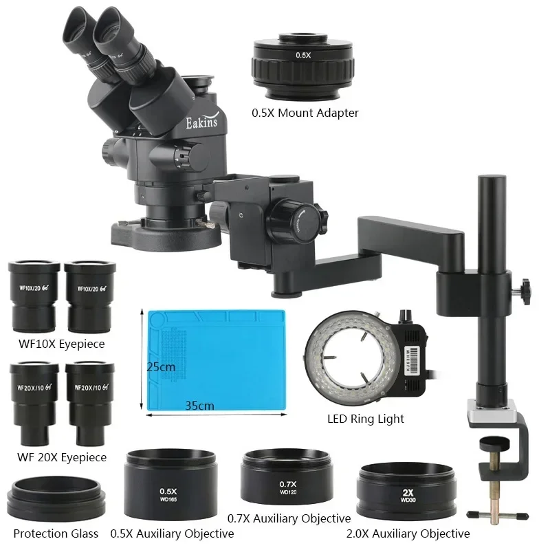 Stereo Trinocular Microscope Pcb - Eakins 3.5X-180X Simul-focal Trinocular Stereo Microscope