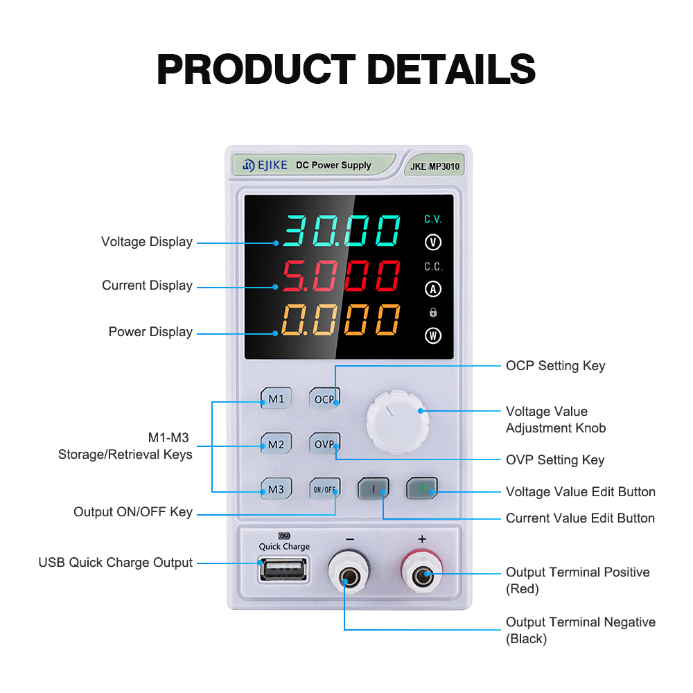 EJIKE DC Power Supply 300W Pro - đánh giá và giá Programmable Dc Power Supply 30V 10A
