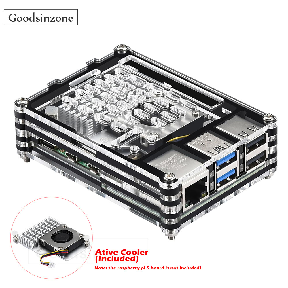 Acrylic Case with Active Coole - đánh giá và giá Raspberry Pi 5 8Gb Kit